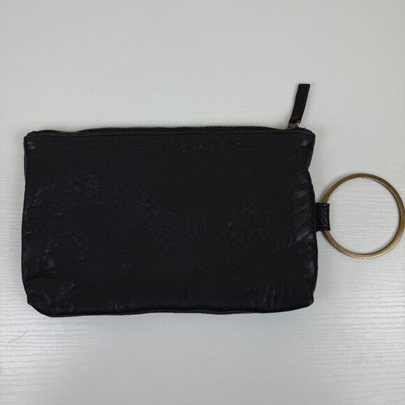 Kim White Super Soft Black Leather Wristlet/Ring Clutch - Picture 3 of 12